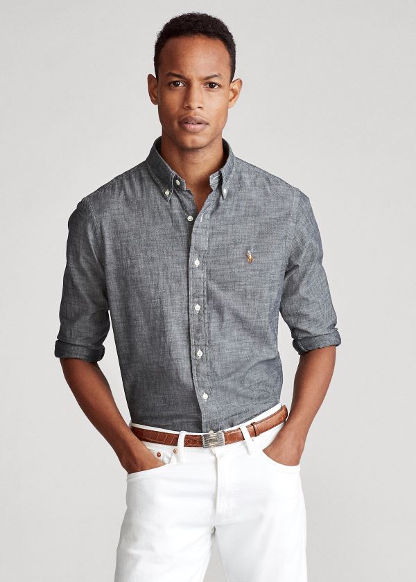 Men's Polo Ralph Lauren Classic Fit Chambray Shirts | 078593ZLK